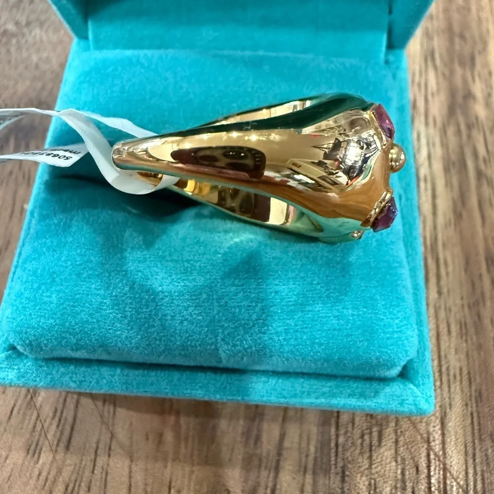 Kurt Geiger Gold-Tone Multicolor Crystal Dome Ring - Picture 2 of 4